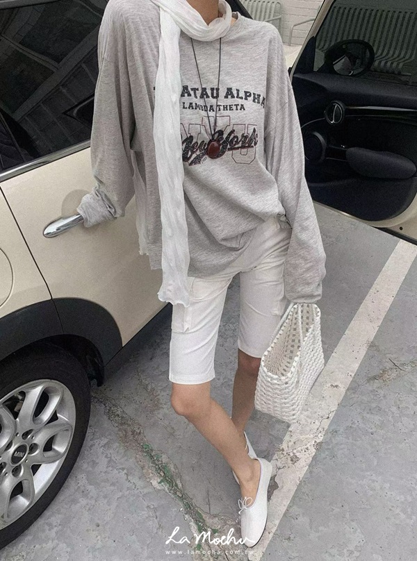 直條紋開衩工作五分褲